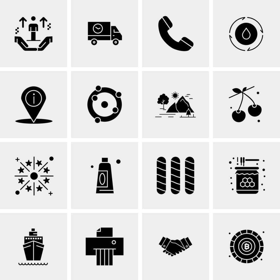 16 iconos de negocios universales vector ilustración de icono creativo para usar en proyectos relacionados con la web y dispositivos móviles