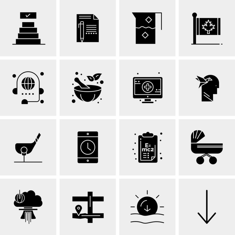 16 iconos de negocios universales vector ilustración de icono creativo para usar en proyectos relacionados con la web y dispositivos móviles