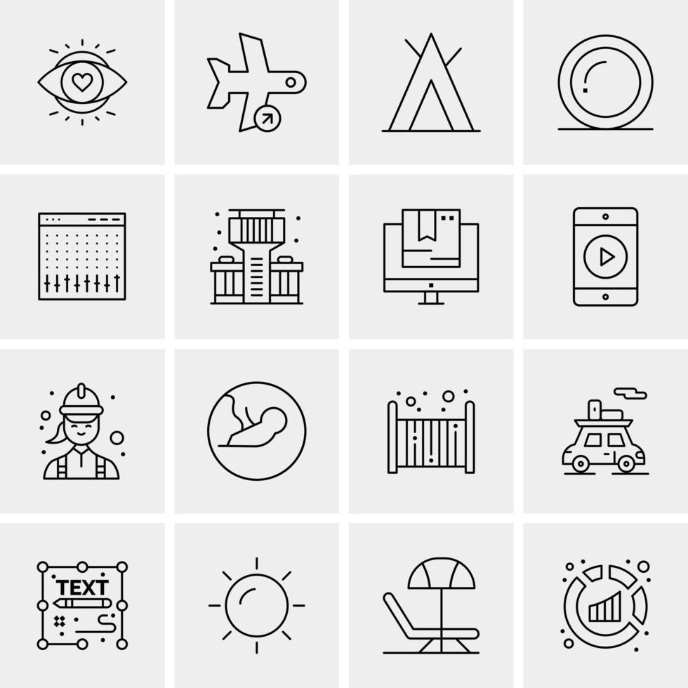 16 iconos de negocios universales vector ilustración de icono creativo para usar en proyectos relacionados con la web y dispositivos móviles