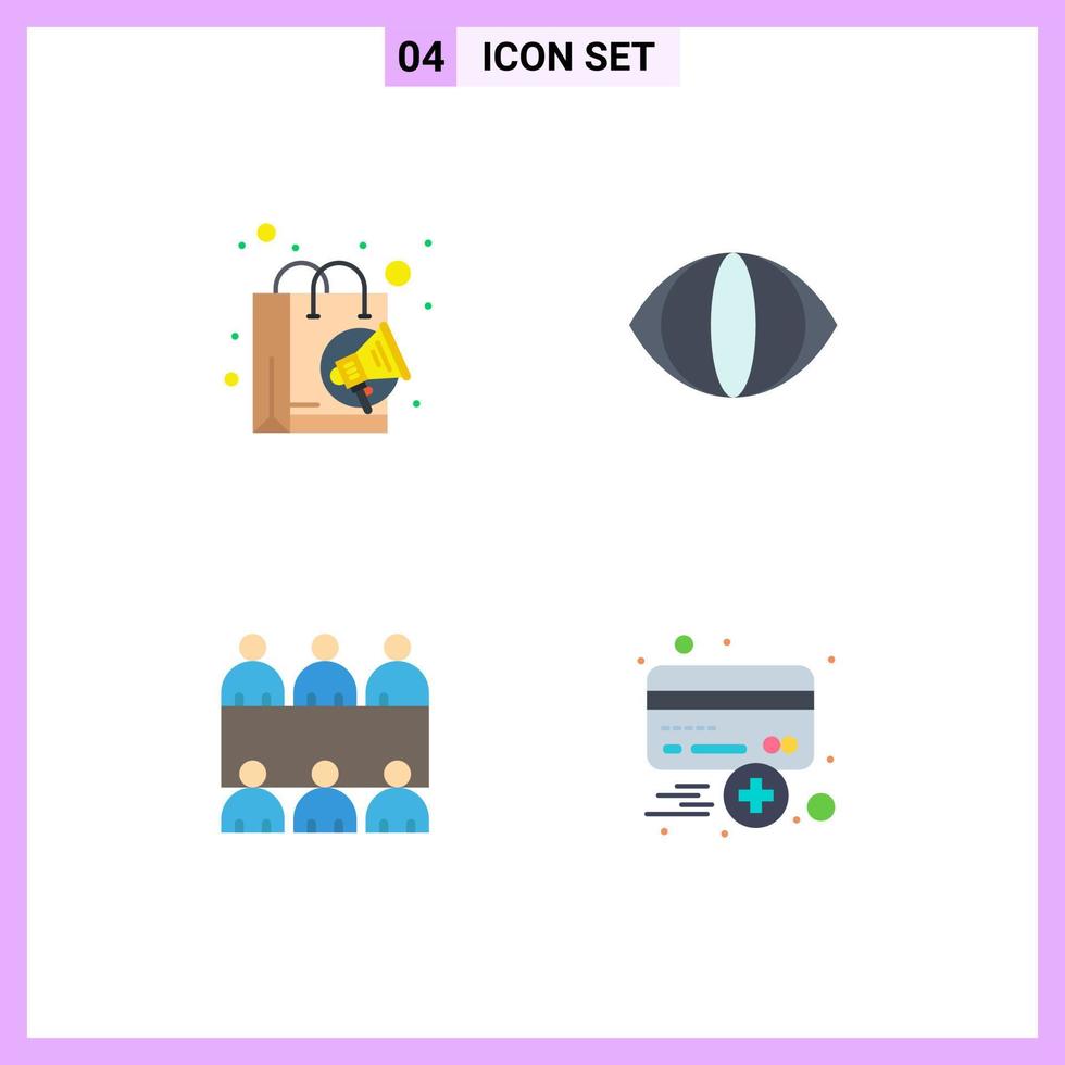 4 Flat Icon concept for Websites Mobile and Apps bag table shopping vision card Editable Vector Design Elements