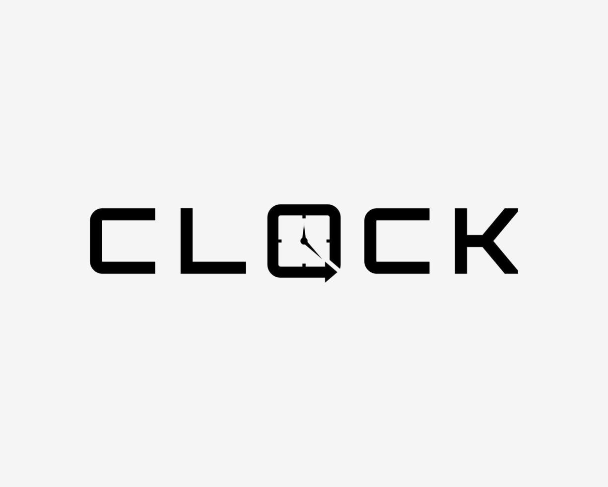 Clock Time Watch Stopwatch Typography Typeface Wordmark Simple Minimalist Vector Logo Design