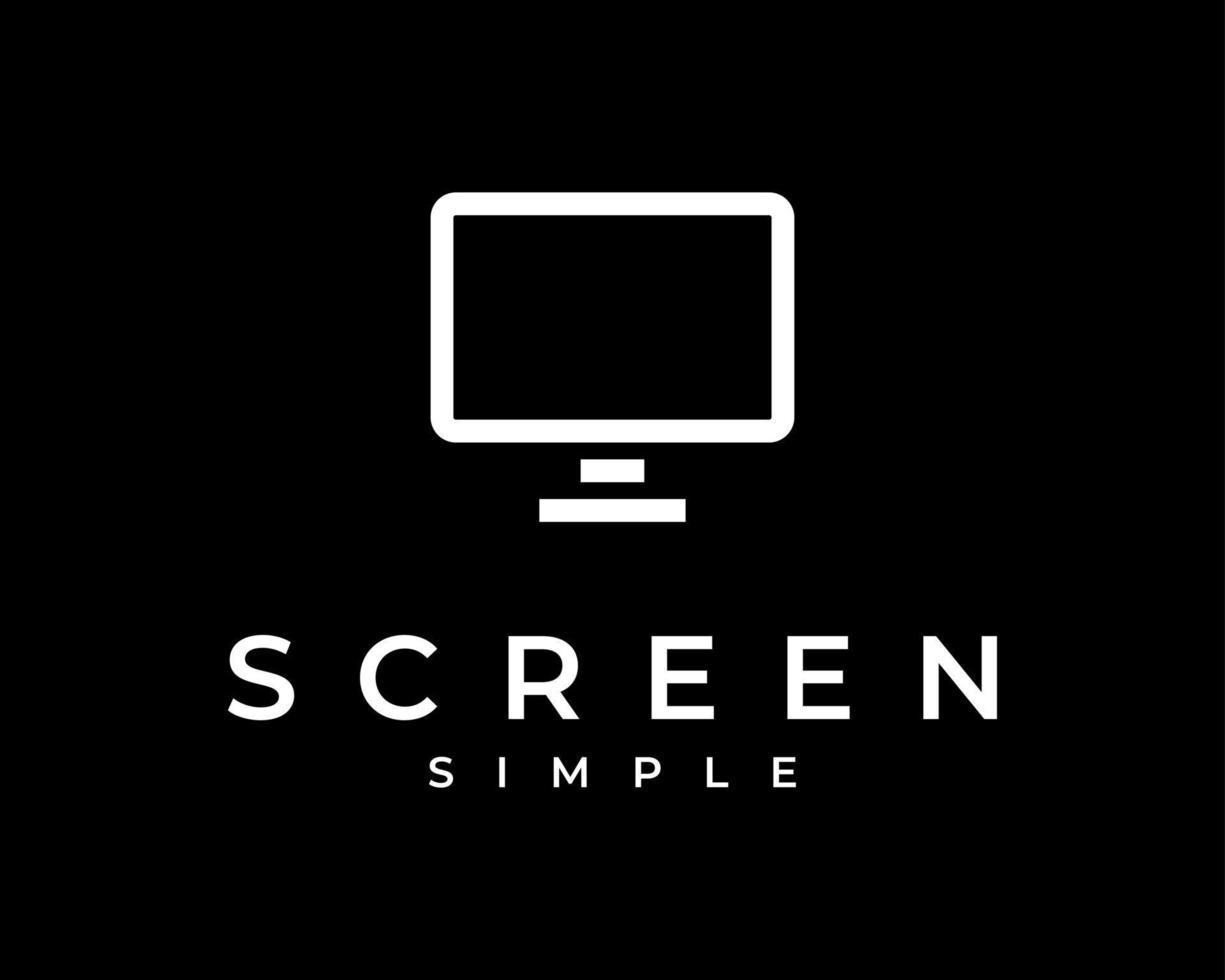 Display Screen Computer Monitor Desktop Electronic Line Minimal Simple Icon Vector Logo Design