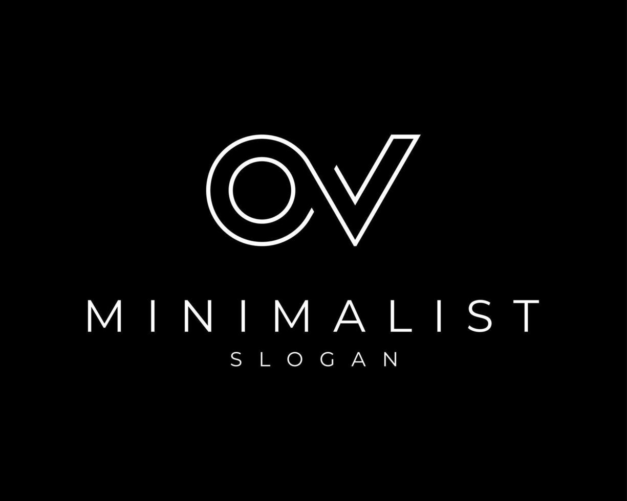 Initials Letter OV VO Monogram Minimalist Line Linear Elegant Luxury Modern Vector Logo Design