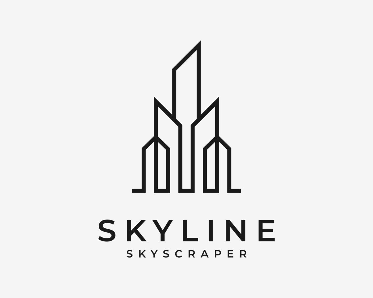 Skyline Skyscraper City Building Architecture Tower Downtown Line Linear Minimal Vector Logo Design