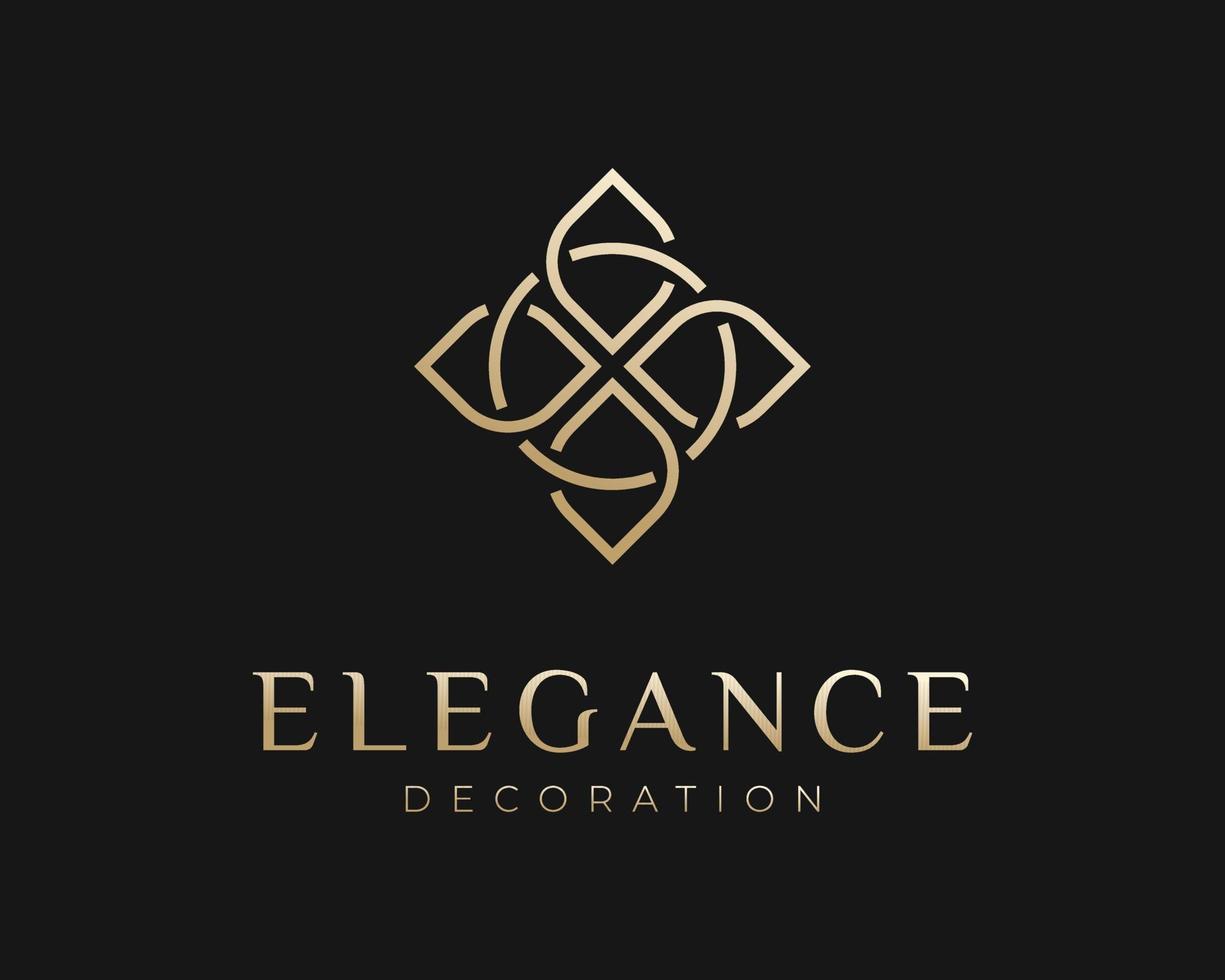 Petal Leaf Flower Gold Luxury Classy Elegant Decorative Mandala Minimalism Vector Logo Design