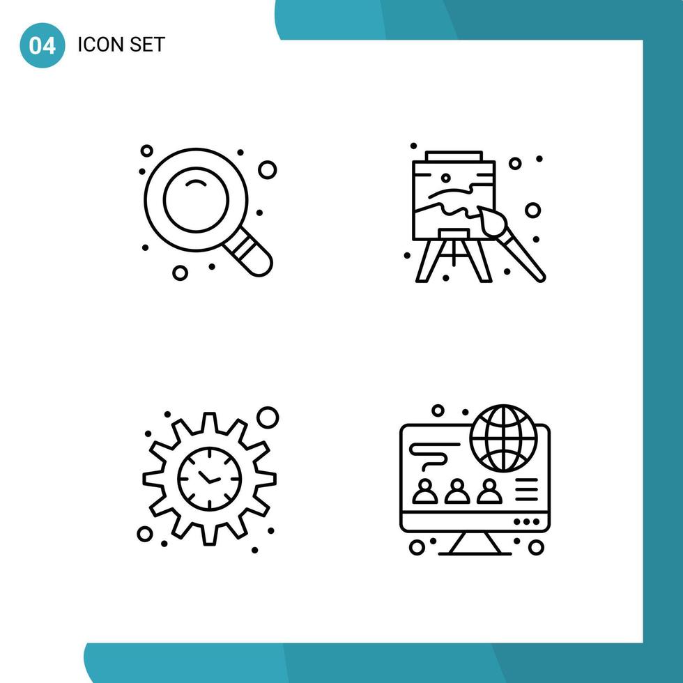 Vector Pack of 4 Outline Symbols Line Style Icon Set on White Background for Web and Mobile