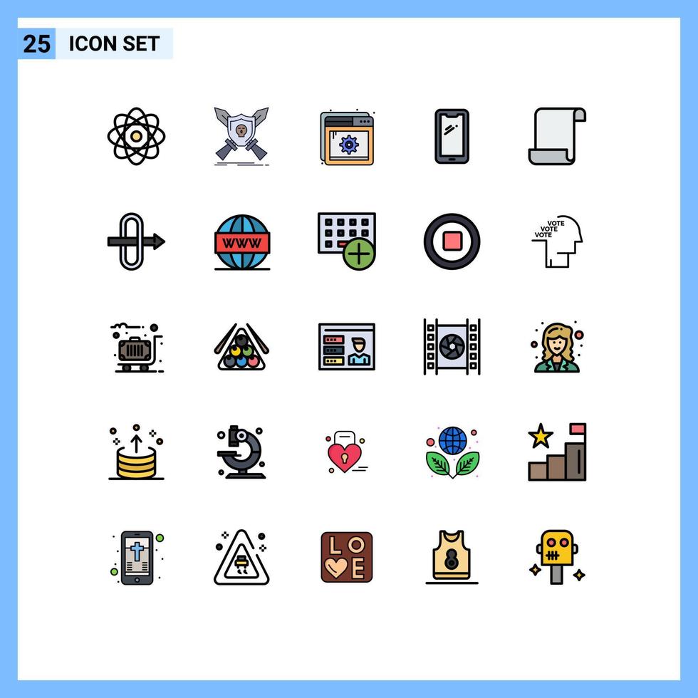 Stock Vector Icon Pack of 25 Line Signs and Symbols for document android help mobile phone Editable Vector Design Elements