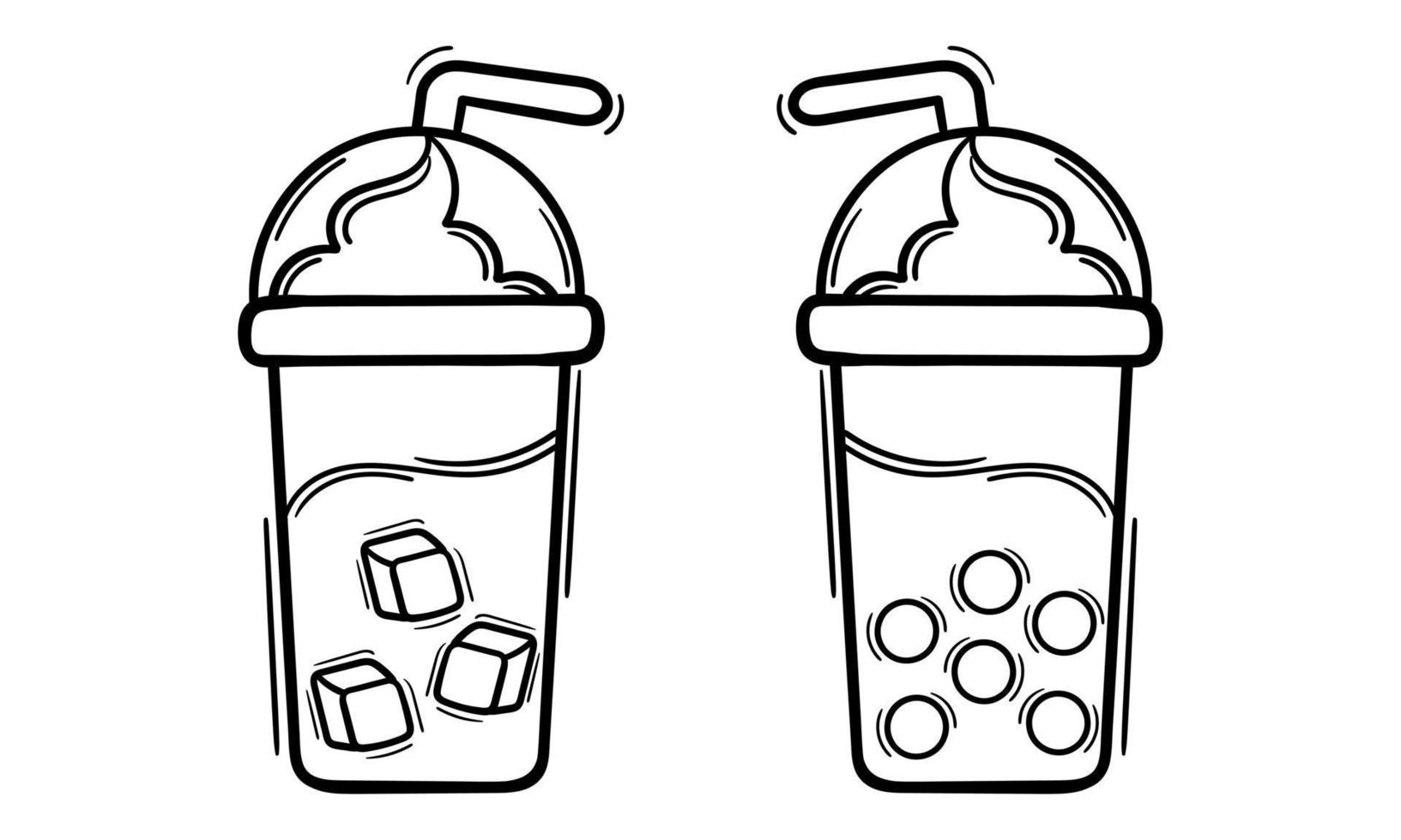 boba drink outline illustration vector