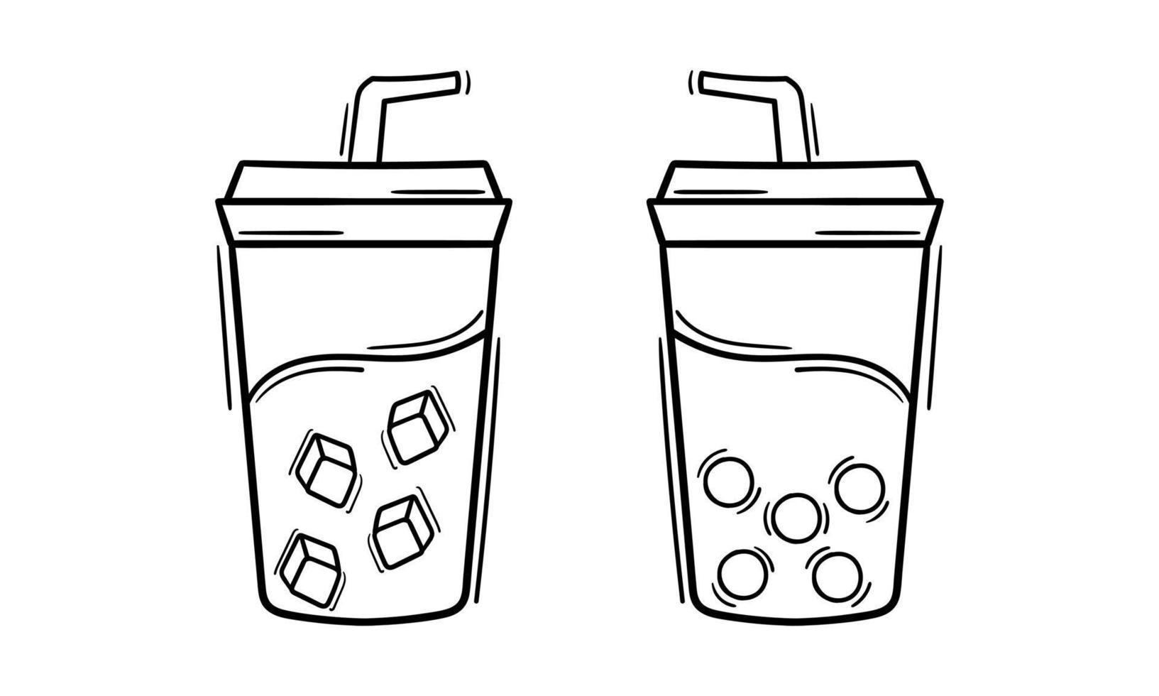 boba drink outline illustration 2 vector