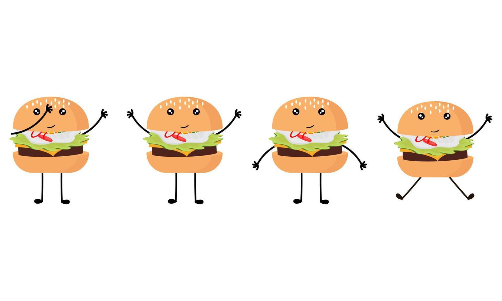 una colección de ilustraciones de hamburguesas con caras alegres vector