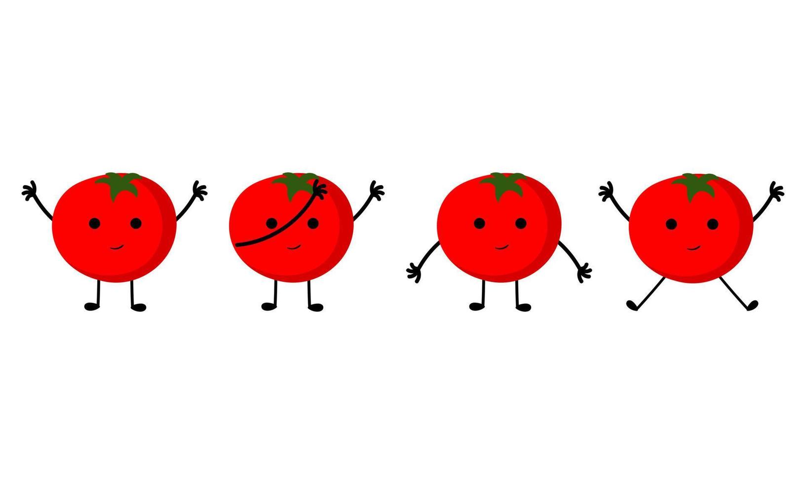a collection of illustrations of tomatoes with cheerful faces vector