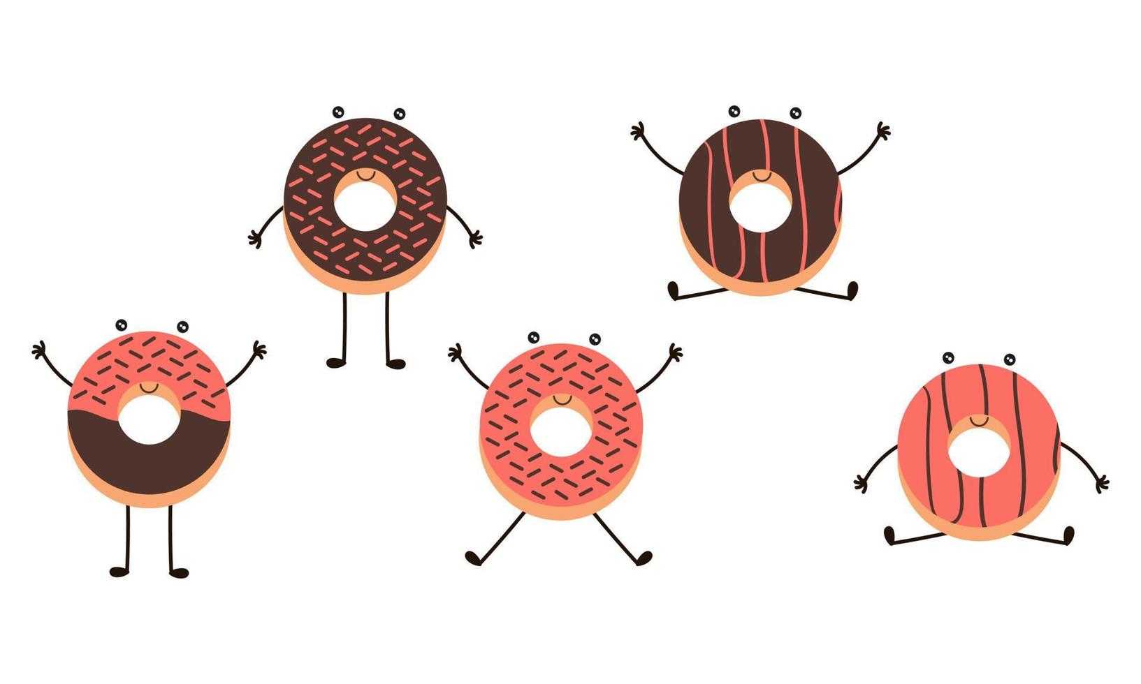 collection of chocolate and strawberry donuts redesign vector