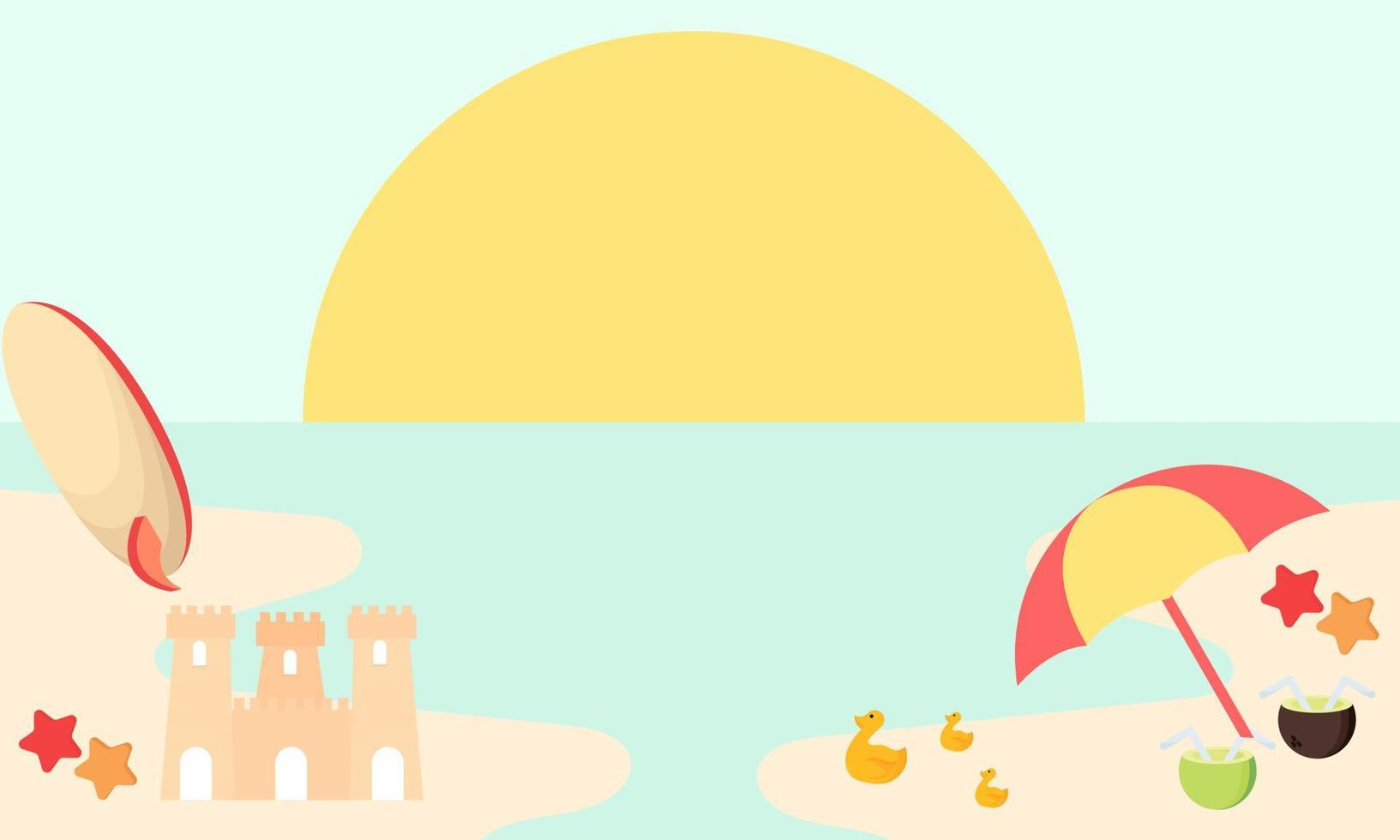 ilustración de fondo de playa de día soleado vector