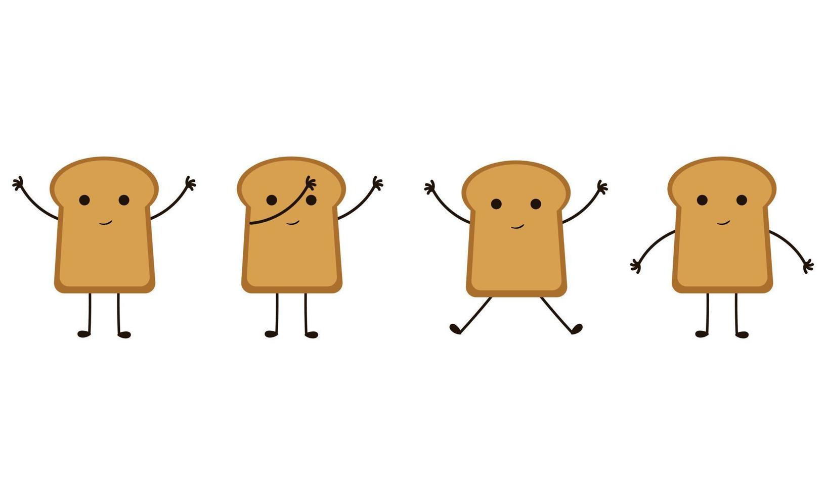 a collection of illustrations of breads with cheerful faces vector