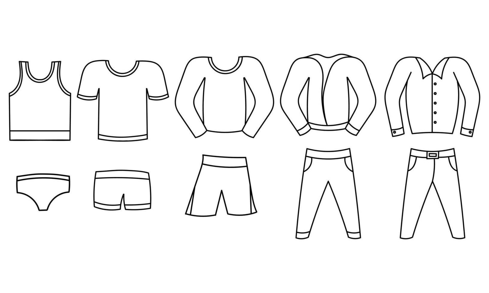 hand drawn collection of mens clothes vector