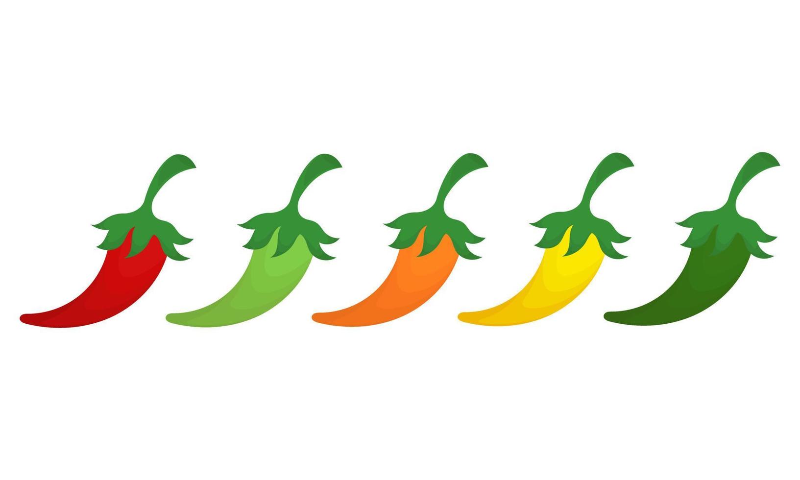 a collection of chili illustrations in various colors vector