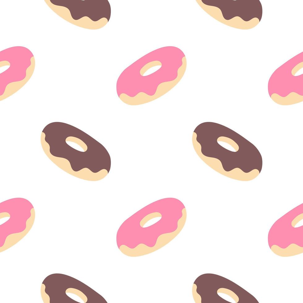 donut de fresa y chocolate de patrones sin fisuras vector