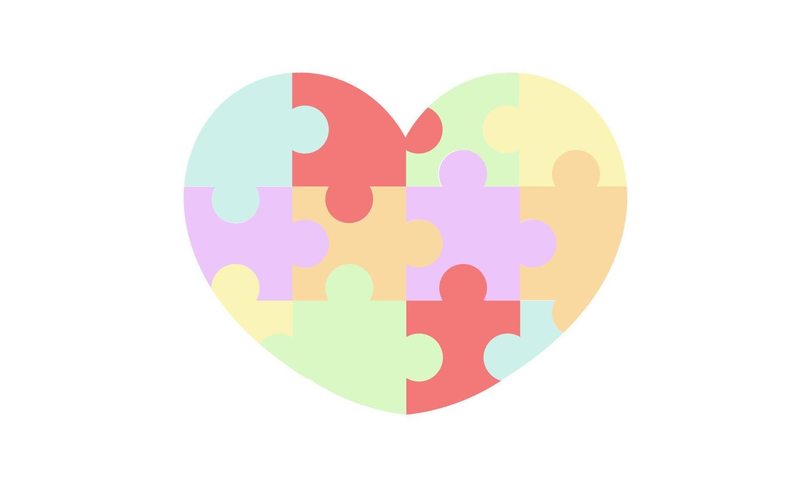 colorful heart shaped puzzle redesign vector