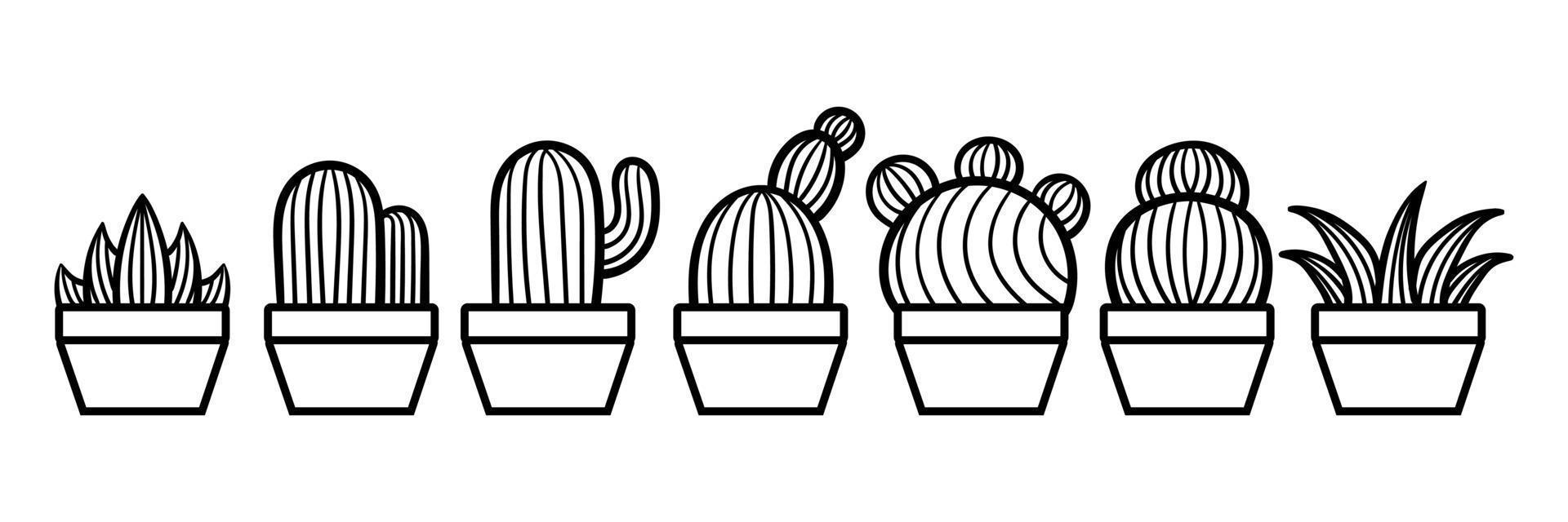 cactus hand drawn collection vector