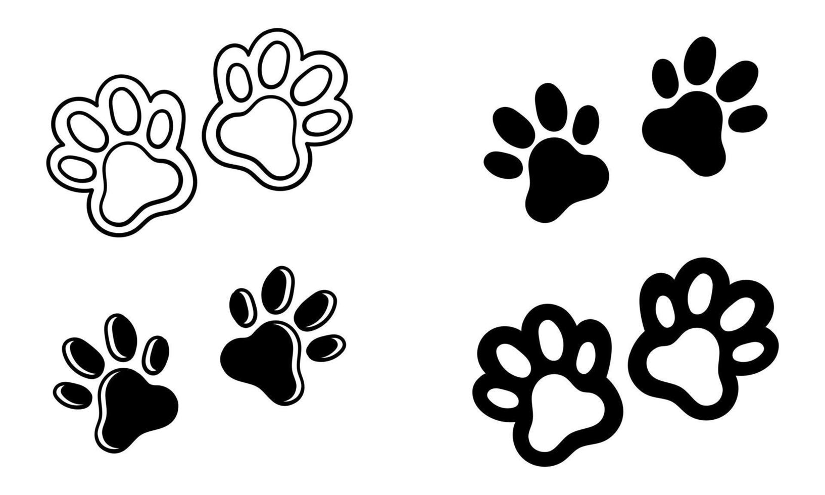 colección dibujada a mano de huellas de perros o gatos vector