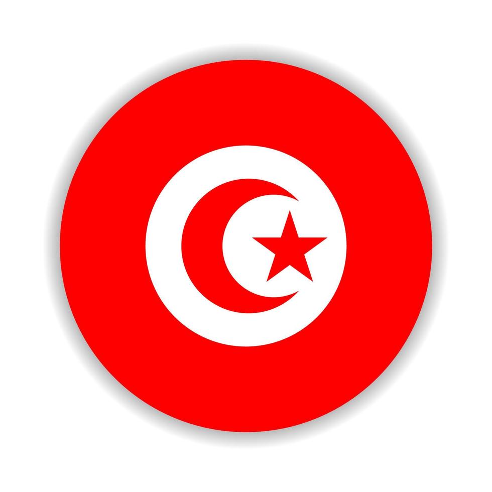 Round flag of Tunisia. Vector Illustration.