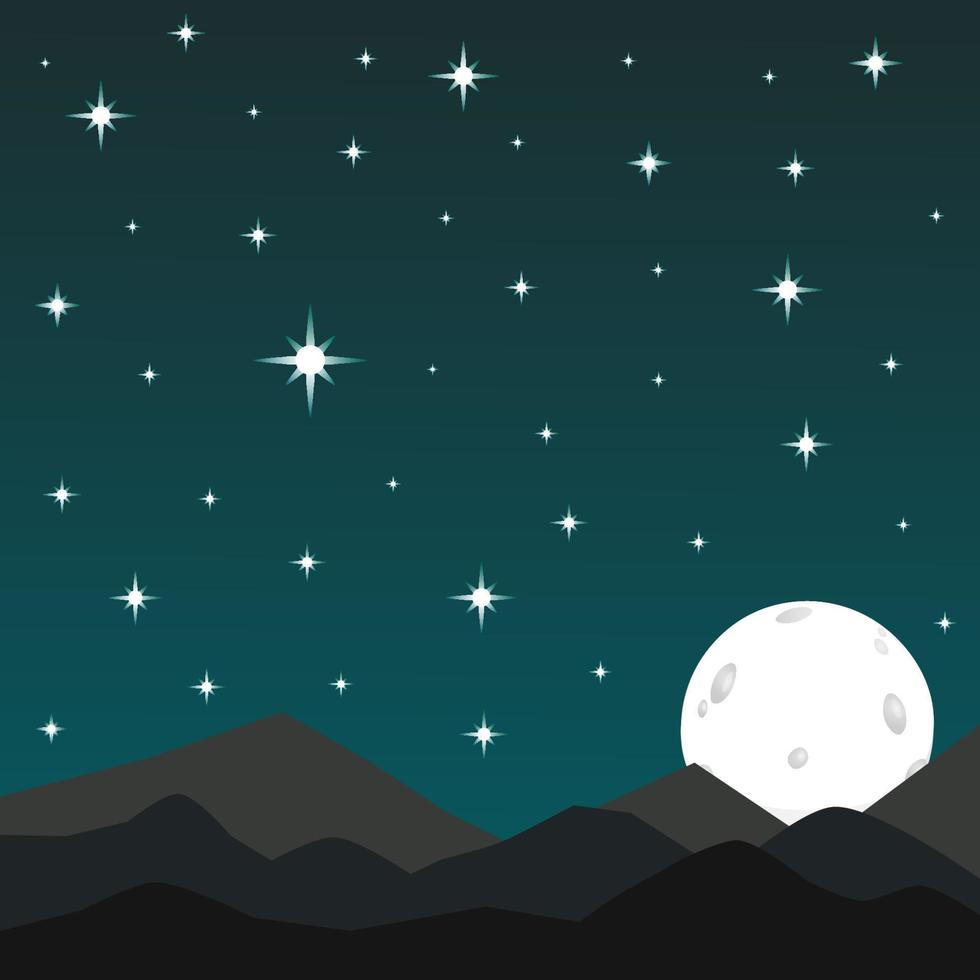 Moon and stars on a beautiful night background vector
