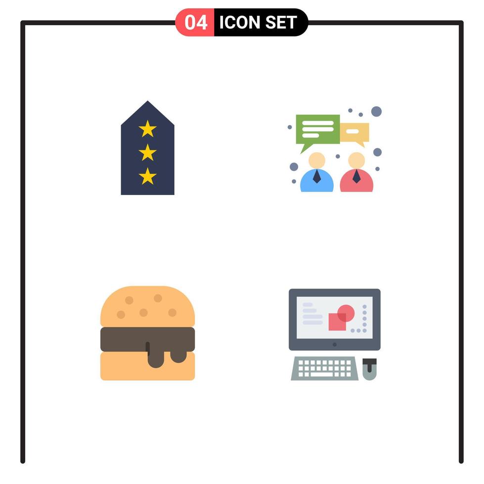 4 Creative Icons Modern Signs and Symbols of military food tag chat key board Editable Vector Design Elements