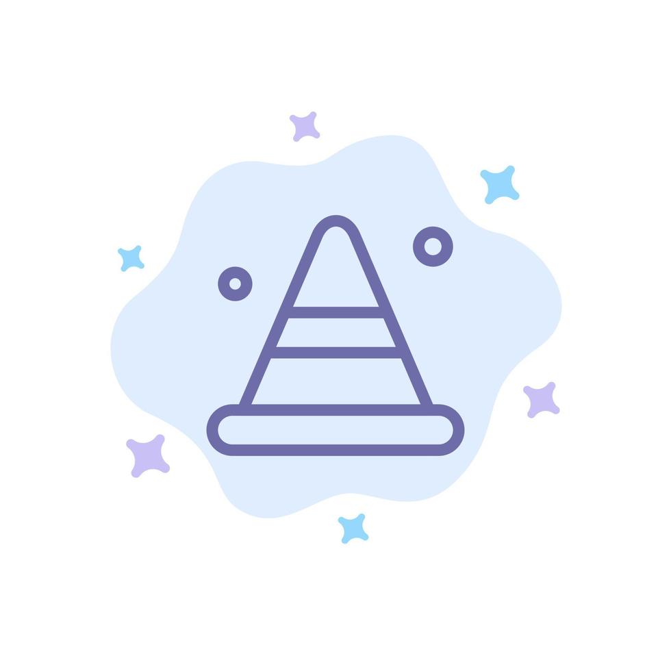 Alert Cone Construction Road Blue Icon on Abstract Cloud Background vector