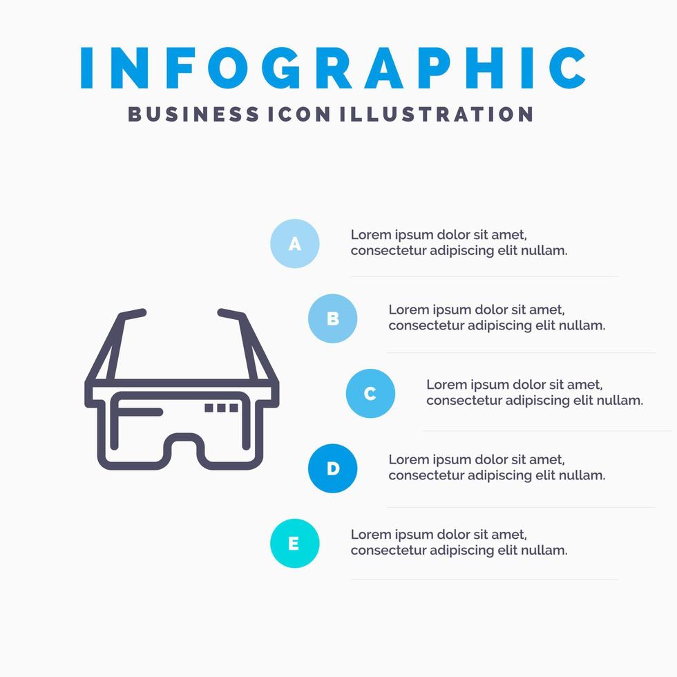 Virtual Glasses Medical Eye Line icon with 5 steps presentation infographics Background vector