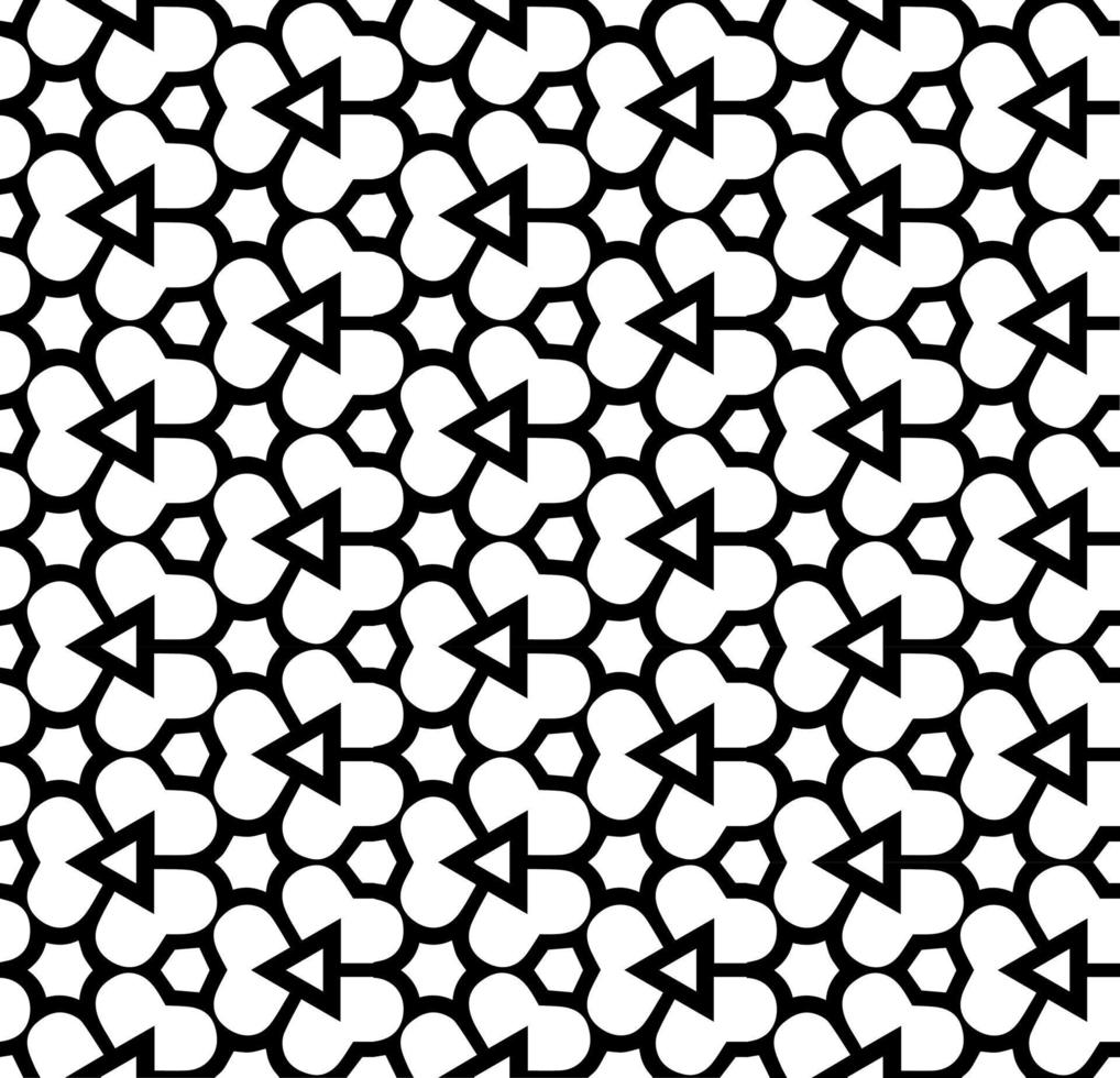 Black and white seamless abstract pattern. Background and backdrop. Grayscale ornamental design. Mosaic ornaments. Vector graphic illustration.