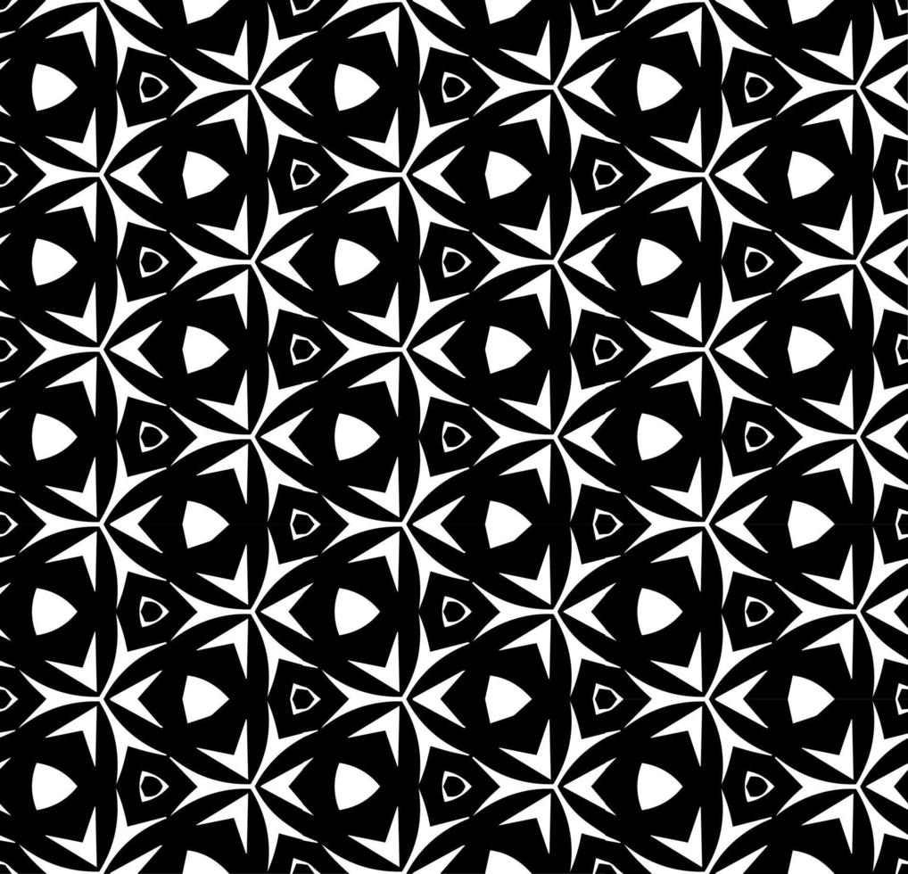 Black and white seamless abstract pattern. Background and backdrop. Grayscale ornamental design. Mosaic ornaments. Vector graphic illustration.