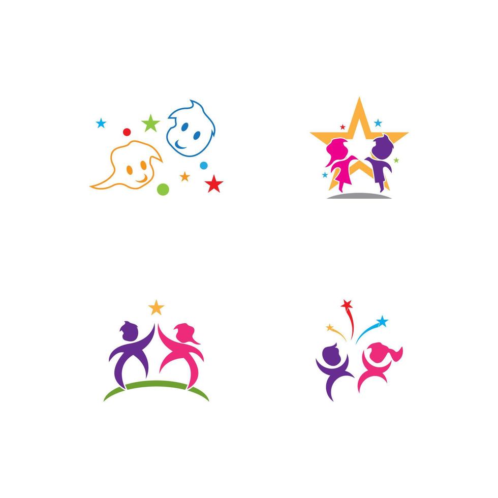 Happy Kids Logo Vector Template Illustration