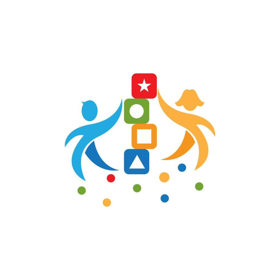 Happy Kids Logo Vector Template Illustration