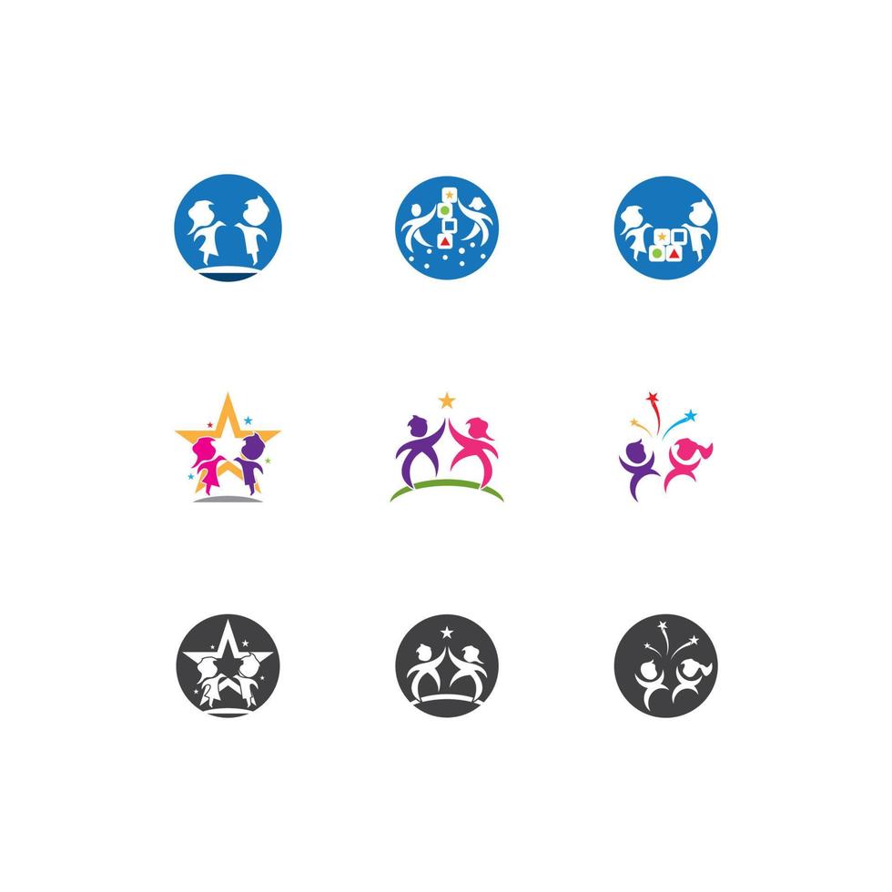 ilustración de plantilla de vector de logotipo de niños felices