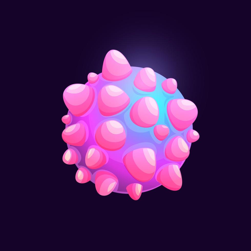 Pink galaxy space planet with volcano surface vector