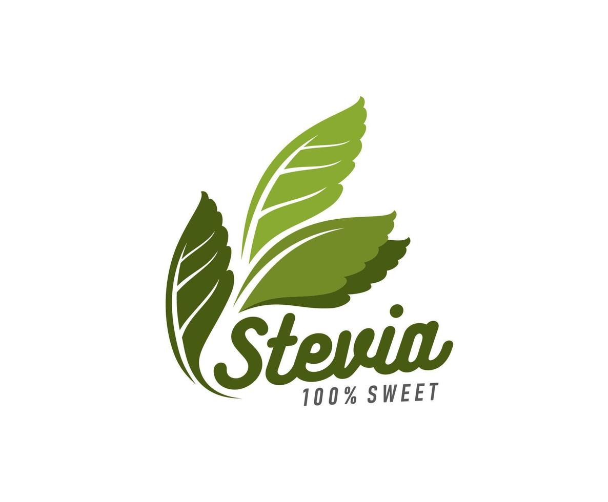 Stevia leaves natural sweetener green simple icon vector
