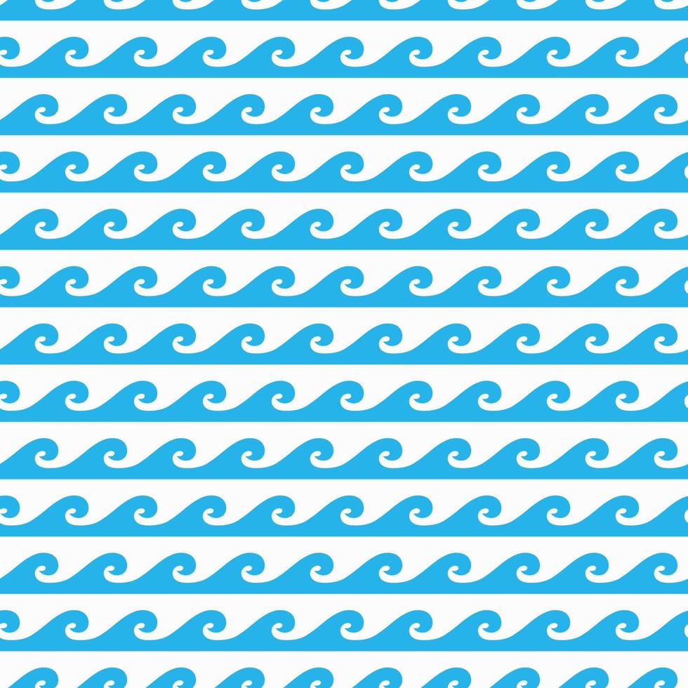 Blue ocean and sea surf waves seamless pattern vector
