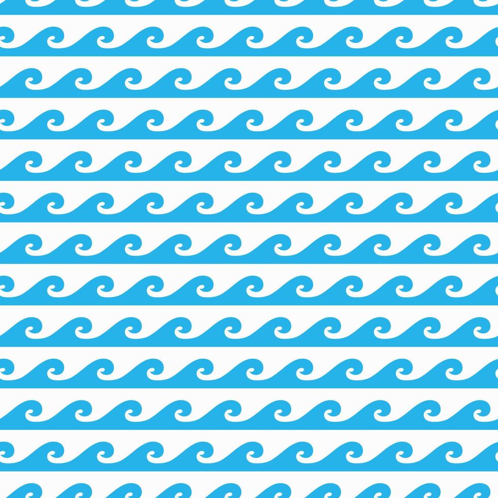 Blue ocean and sea surf waves seamless pattern vector