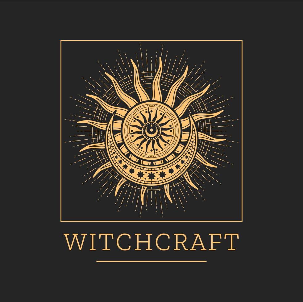 Witchcraft astrology, tarot and occultism icon vector