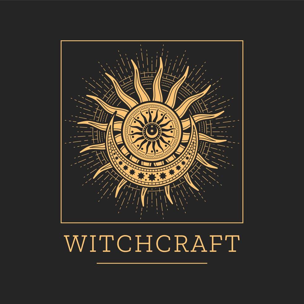 Witchcraft astrology, tarot and occultism icon vector