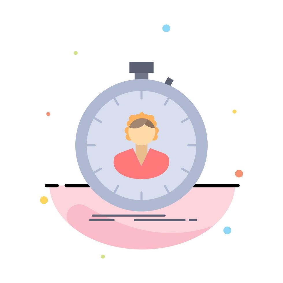 fast speed stopwatch timer girl Flat Color Icon Vector