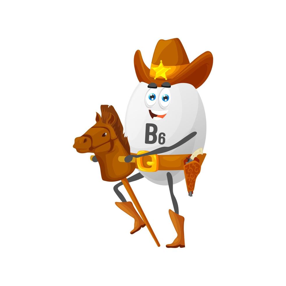 Cartoon vitamin B6 cowboy or ranger character vector