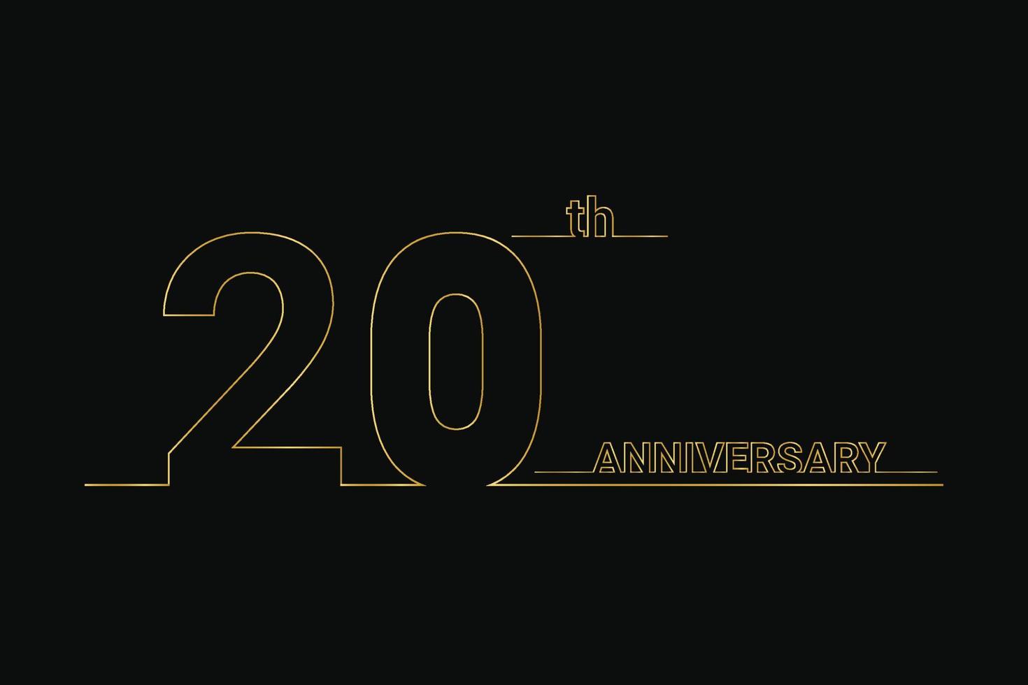 Diseño de número de celebración de aniversario de 20 años. vector