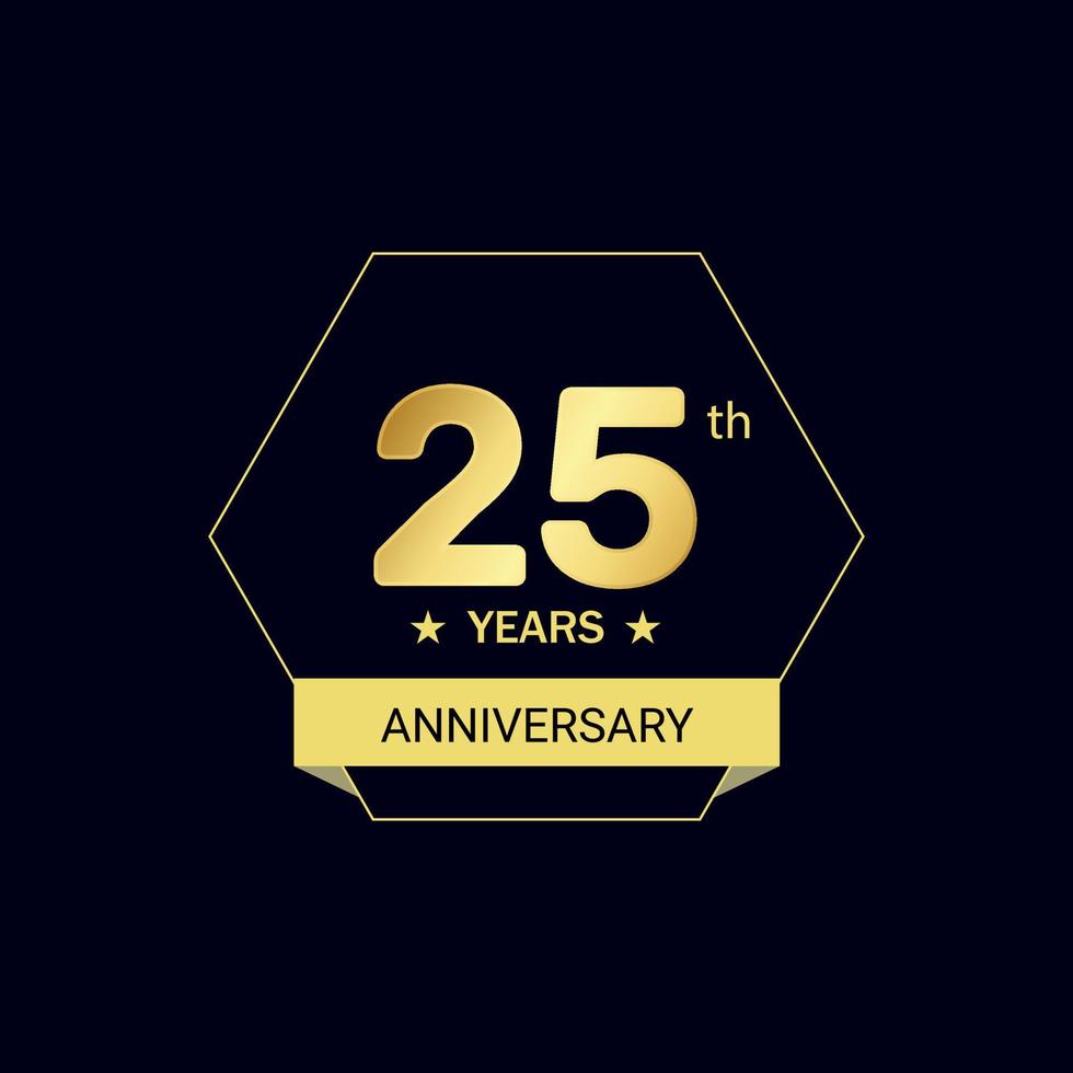 25th years anniversary golden style design vector