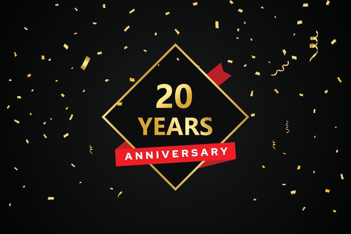 20 year anniversary banner design and red ribbon. vector