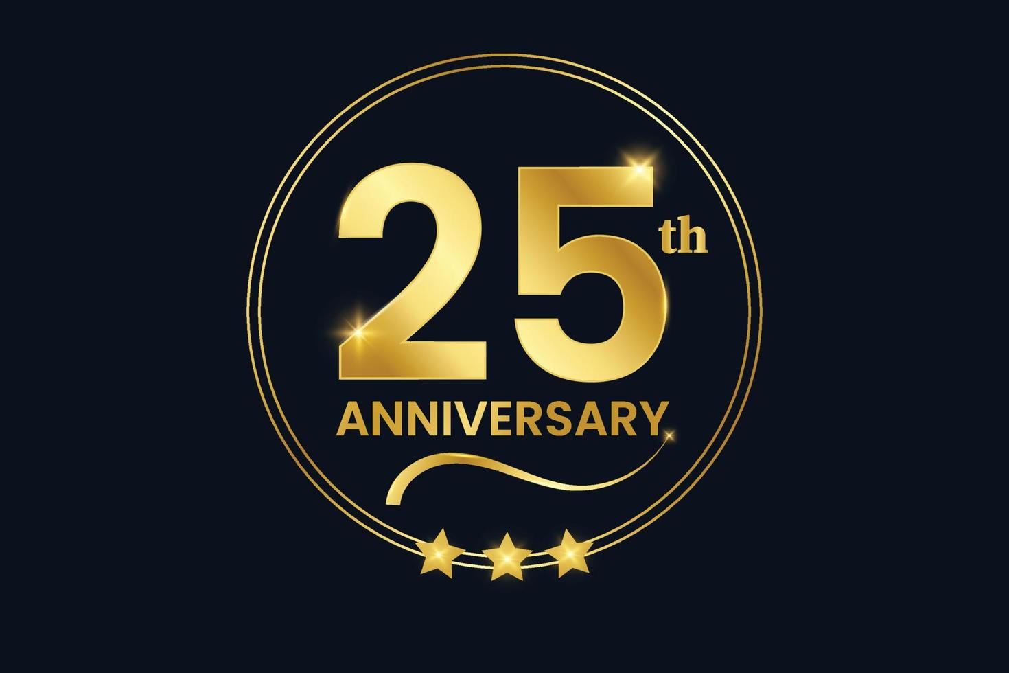 25th anniversary premium golden badge. vector