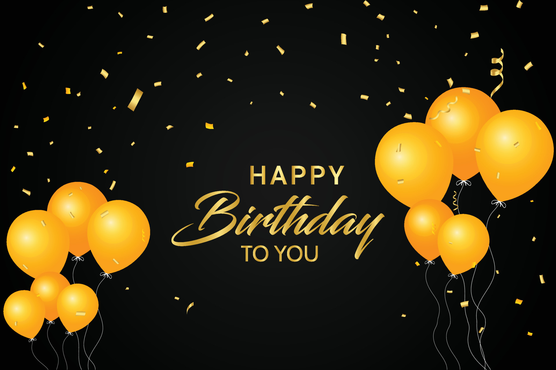 Happy birthday black background with golden balloons 14636547 Vector