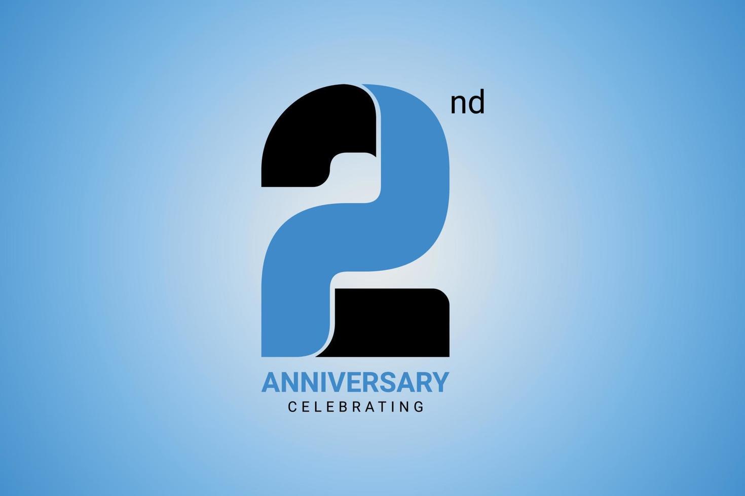 2nd anniversary celebrating design on blue and white vector