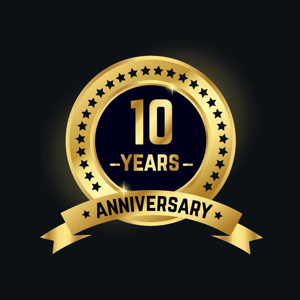 gradiente 10 años aniversario premium logo celebración vector