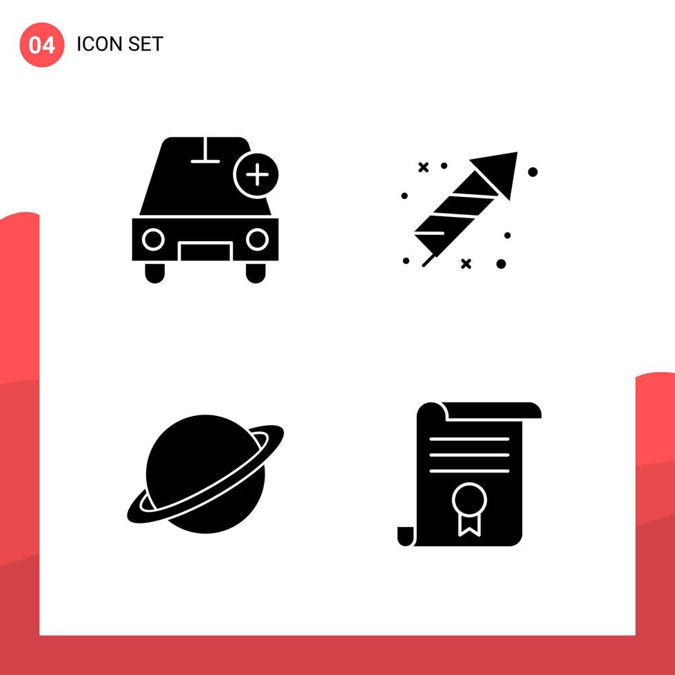 paquete de 4 iconos de glifos universales para medios impresos sobre fondo blanco fondo de vector de icono negro creativo